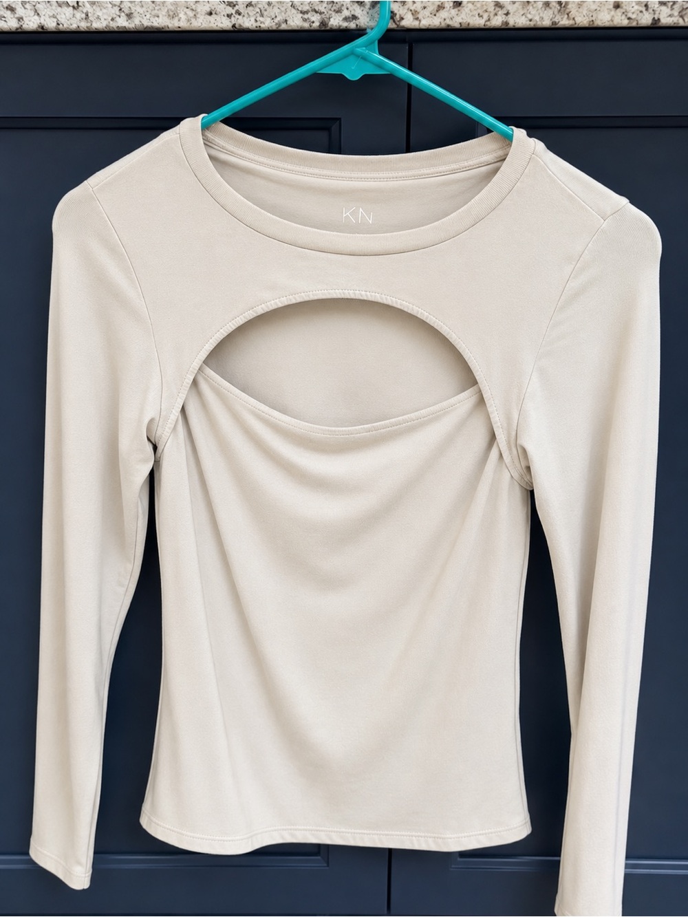 Klassy Network Beige Long-Sleeve Cutout Top